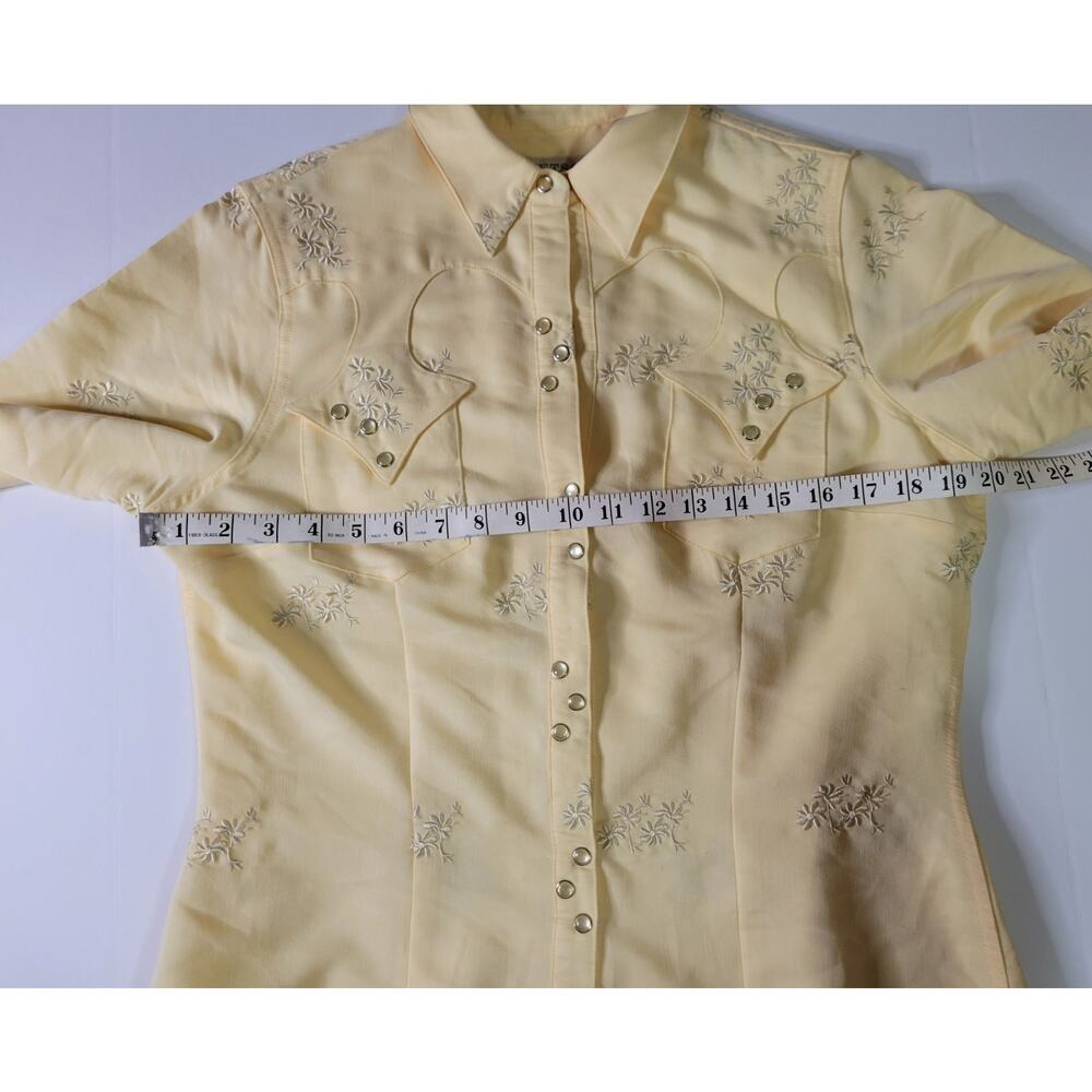 VTG Stetson Womens M Yellow Embroidered Western Pearl Snap Long Sleeve Shirt - Picture 4 of 9